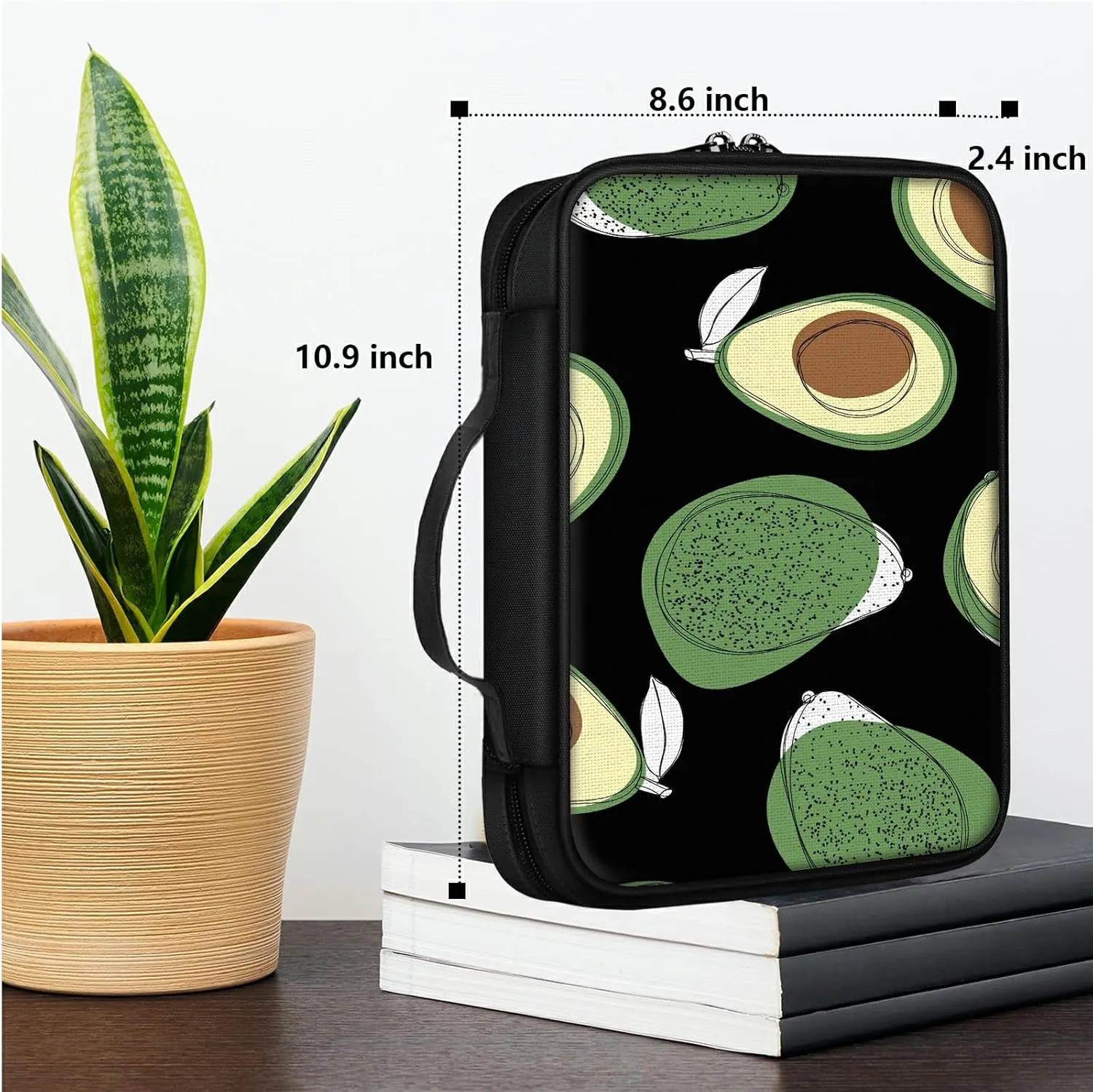 Avocado Bible Bag Large Bible Case Cover for Women Men, Multi-Functional Church Bag Bible Protector with Handle Zippered Pocket Christian Gift Bible Study Supplies