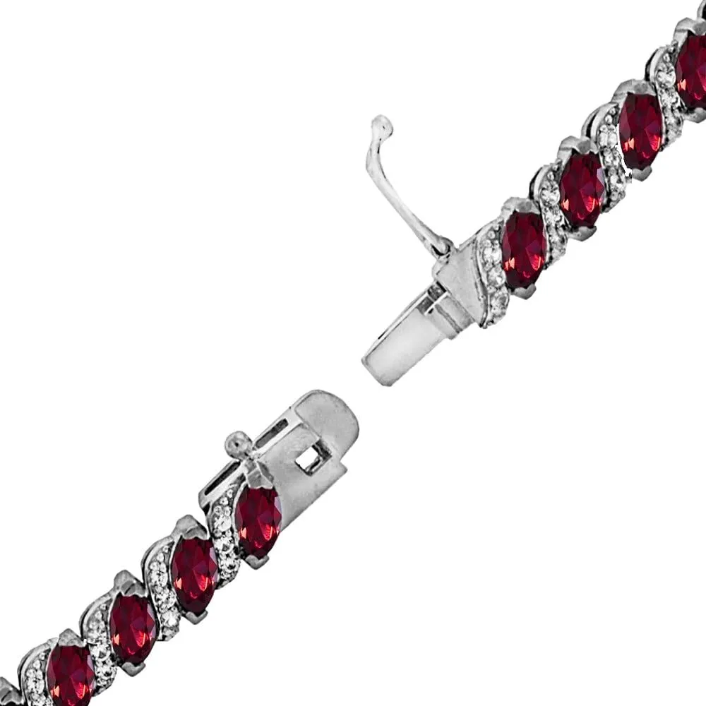 B. BRILLIANT Bracelet for Women, Birthstone Bracelet, Marquise Cut Genuine or Synthetic Gemstone Bracelet, Tennis Bracelet, Sterling Silver Bracelets or Gold Flash Silver Bracelet with Gift Box