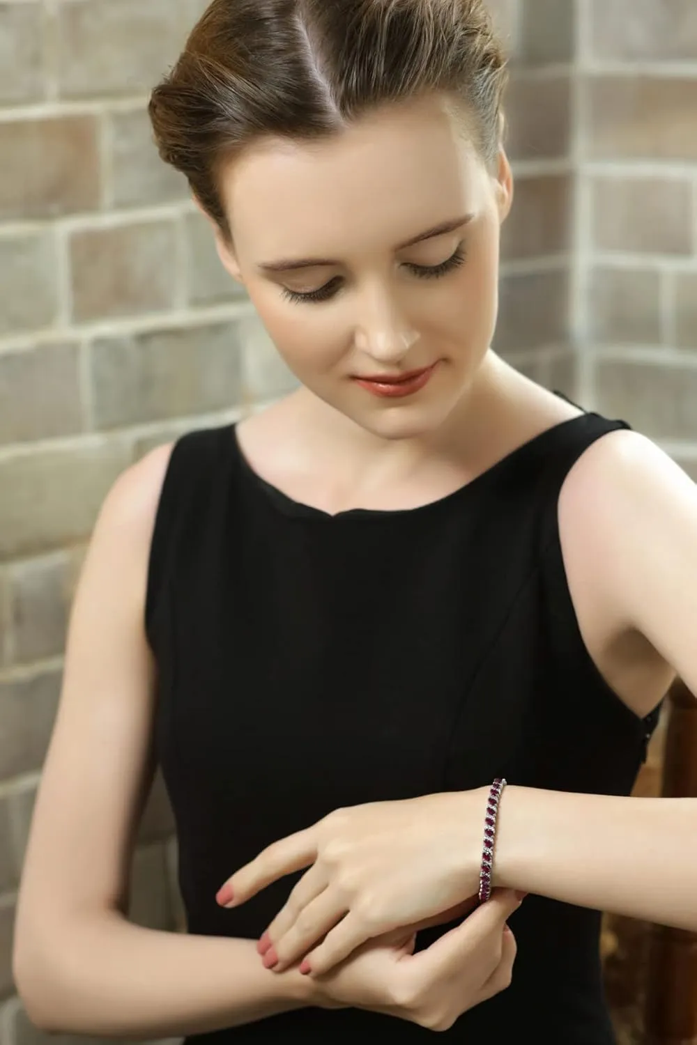 B. BRILLIANT Bracelet for Women, Birthstone Bracelet, Marquise Cut Genuine or Synthetic Gemstone Bracelet, Tennis Bracelet, Sterling Silver Bracelets or Gold Flash Silver Bracelet with Gift Box
