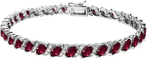 B. BRILLIANT Bracelet for Women, Birthstone Bracelet, Marquise Cut Genuine or Synthetic Gemstone Bracelet, Tennis Bracelet, Sterling Silver Bracelets or Gold Flash Silver Bracelet with Gift Box