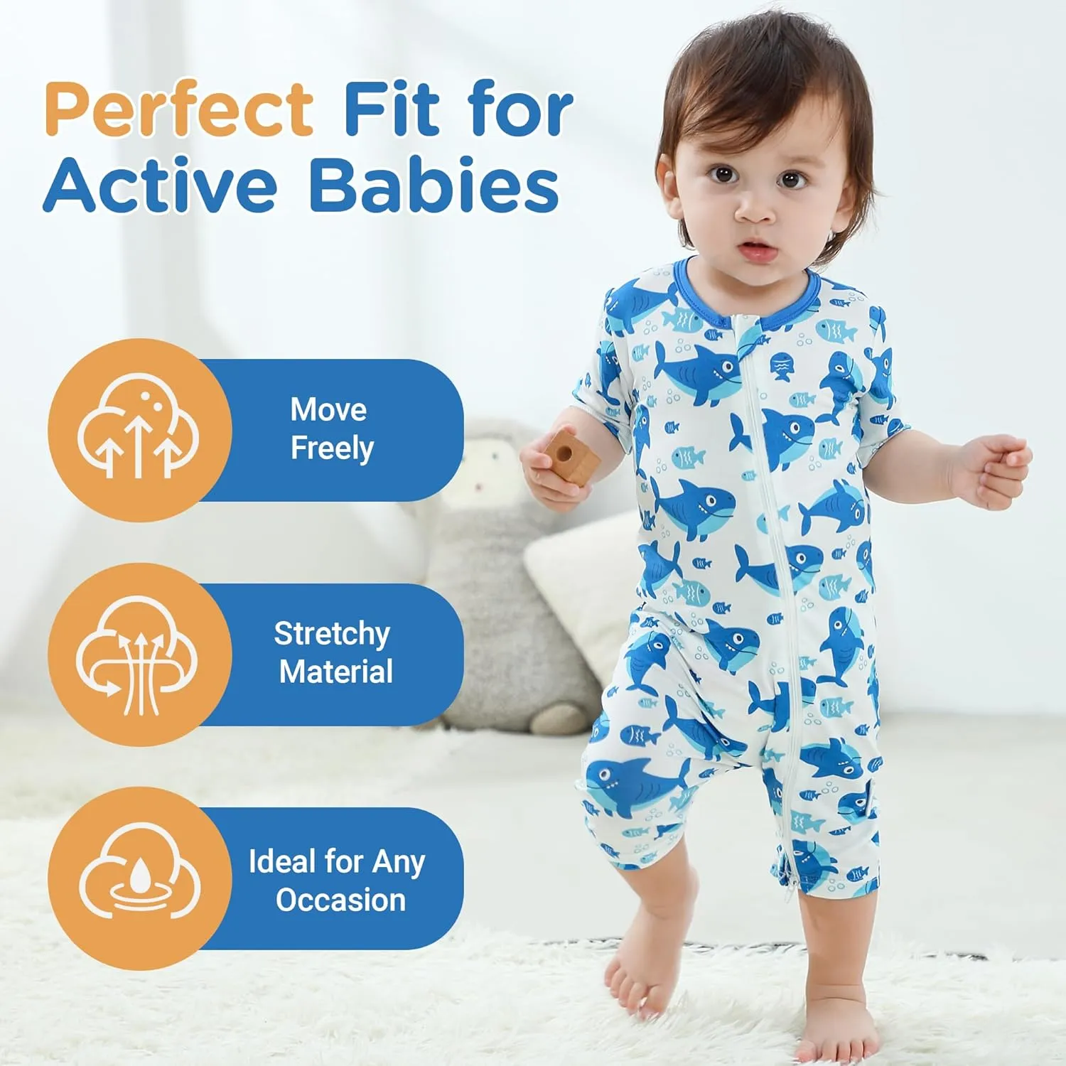 Baby Boys Girls 2 Pack Romper Short Sleeve Summer Jumpsuits