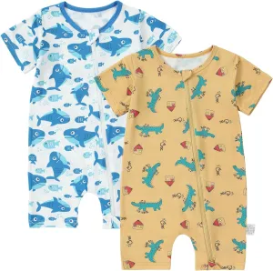 Baby Boys Girls 2 Pack Romper Short Sleeve Summer Jumpsuits