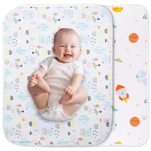 Baby Changing Pad Changing Table Pads Waterproof Large Size 37.5x27.5 Inch Portable Diaper Changing mat Liners Reusable Washable Mattress Protector for Girls & Boys 2 Pack