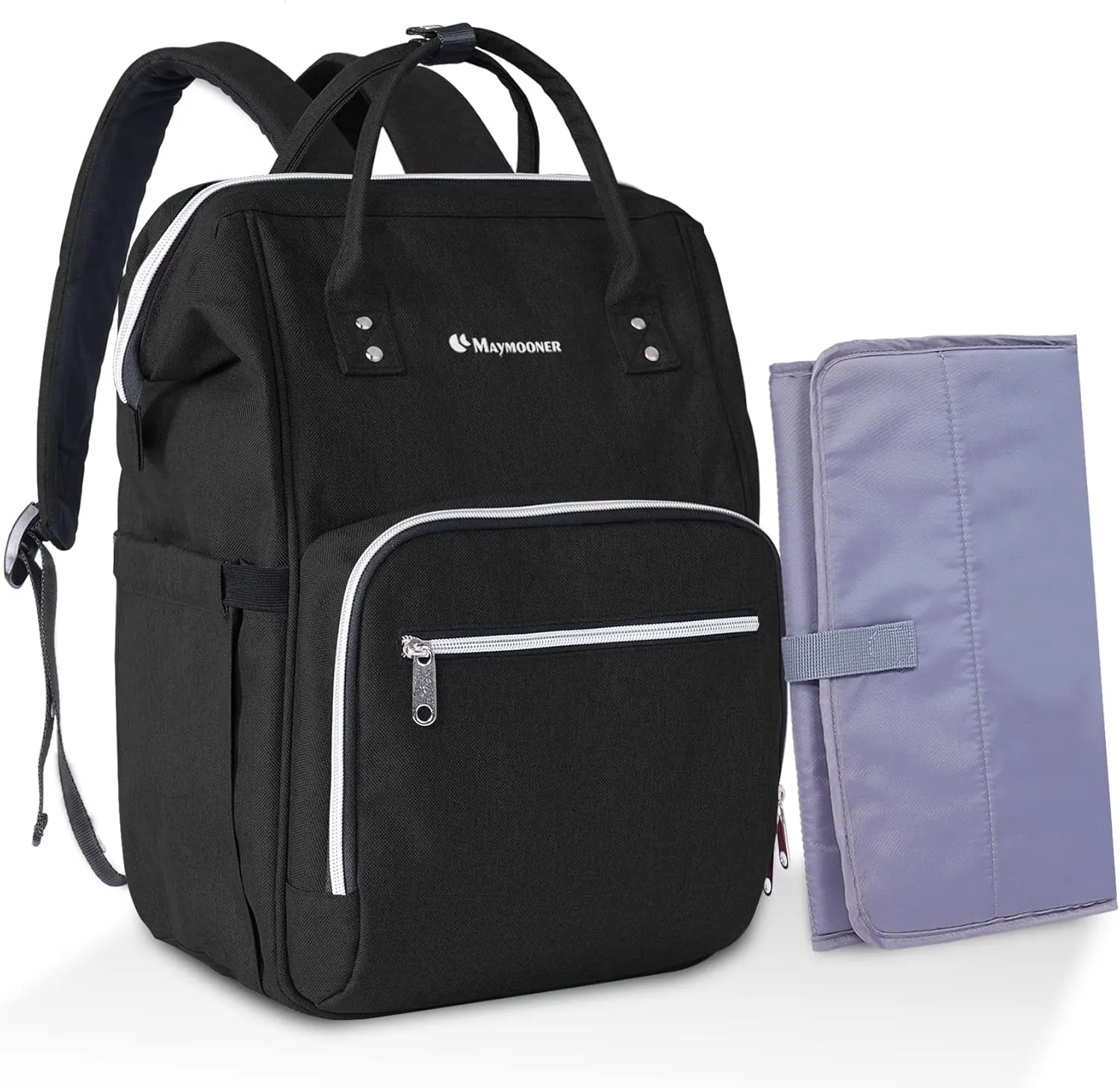 Baby Diaper Bag Backpack, Multi-Function Waterproof Travel Back pack Nappy Bags for Women Baby include Insulated Pocket, Changing Pad, Stroller Straps and Elastic Luggage Strap for Travel Black