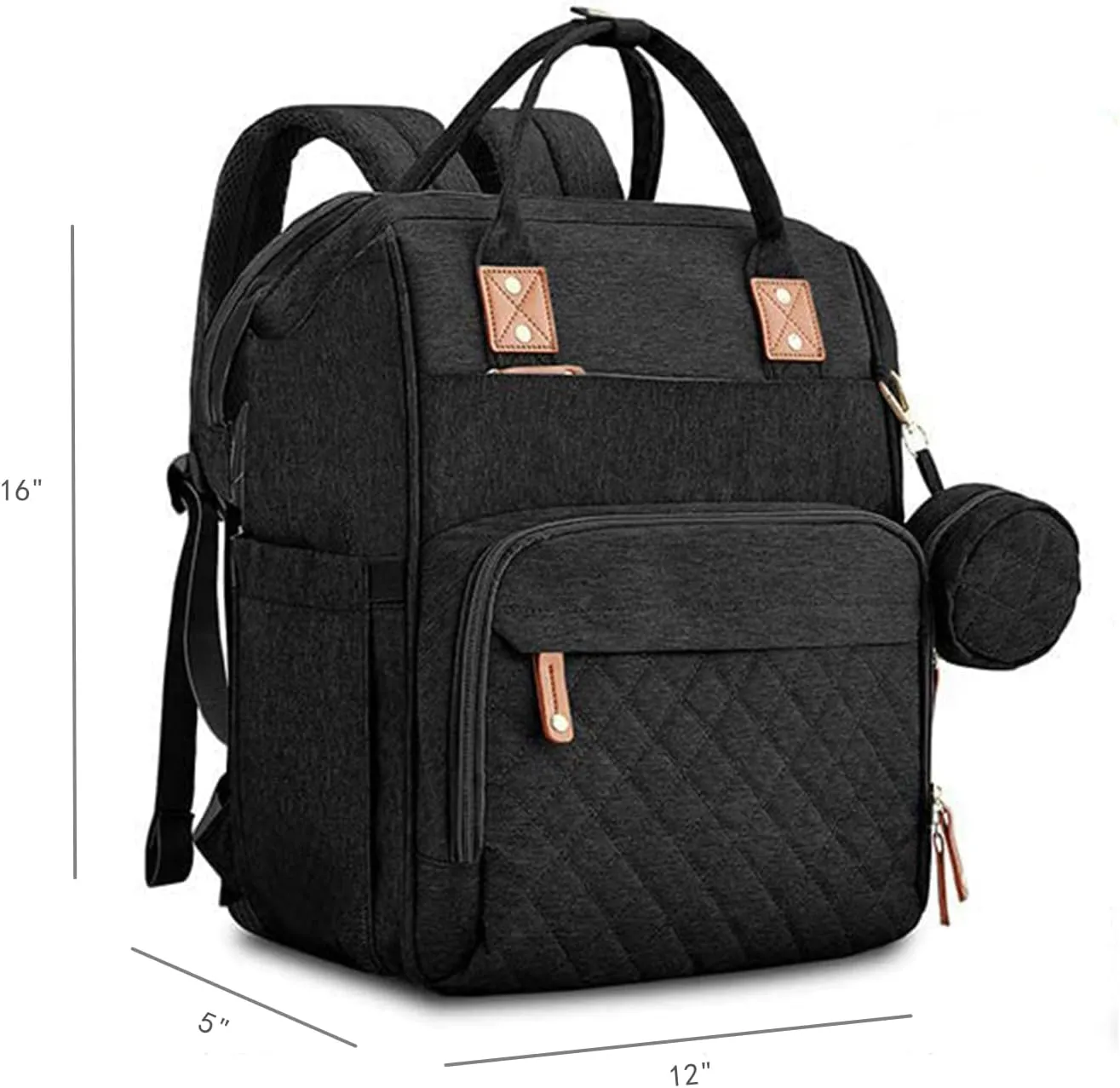 Baby Diaper Bag Backpack with Changing Station Travel Mommy Bags Boys Girls Multifunction Travel Bag Backpack Baby Stroller Large Capacity (3037-Black)