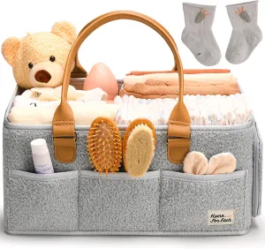 Baby Diaper Caddy Organizer with Handle, Diaper Bag Tote, Baby Organizers and Storage Diaper Organizer for Nursery Decor and Nursery Organization, Baby Basket, Diaper Bag organizer, Car Diaper Caddy