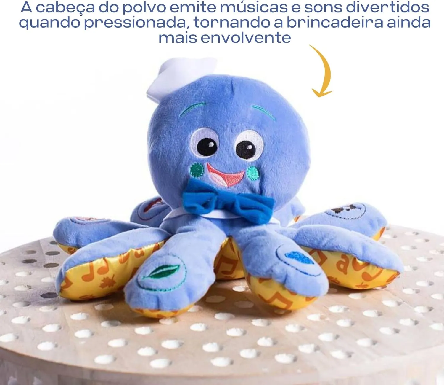 Baby Einstein Octoplush Musical Huggable Stuffed Animal Plush Toy, Learn Colors in 3 Languages, Blue, 11" Age 3 Month and up,