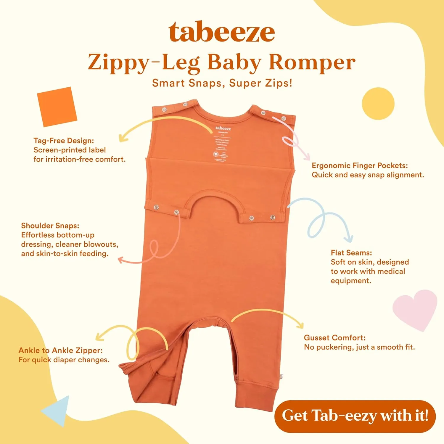 Baby Romper with Shoulder Snaps - As Seen on Shark Tank, 100% GOTS Certified Organic Cotton, Toddler Boy/Girl Clothes