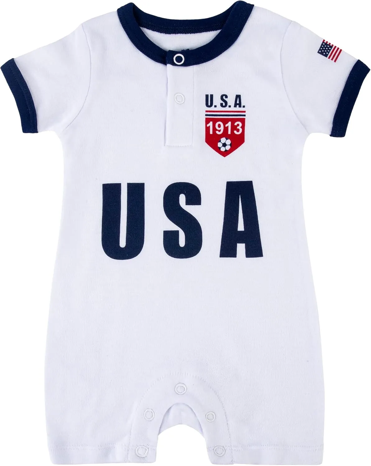 Baby Soccer Bodysuit - Short Sleeve Romper Outfit for Newborn & Toddler 0-24 Months