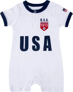 Baby Soccer Bodysuit - Short Sleeve Romper Outfit for Newborn & Toddler 0-24 Months