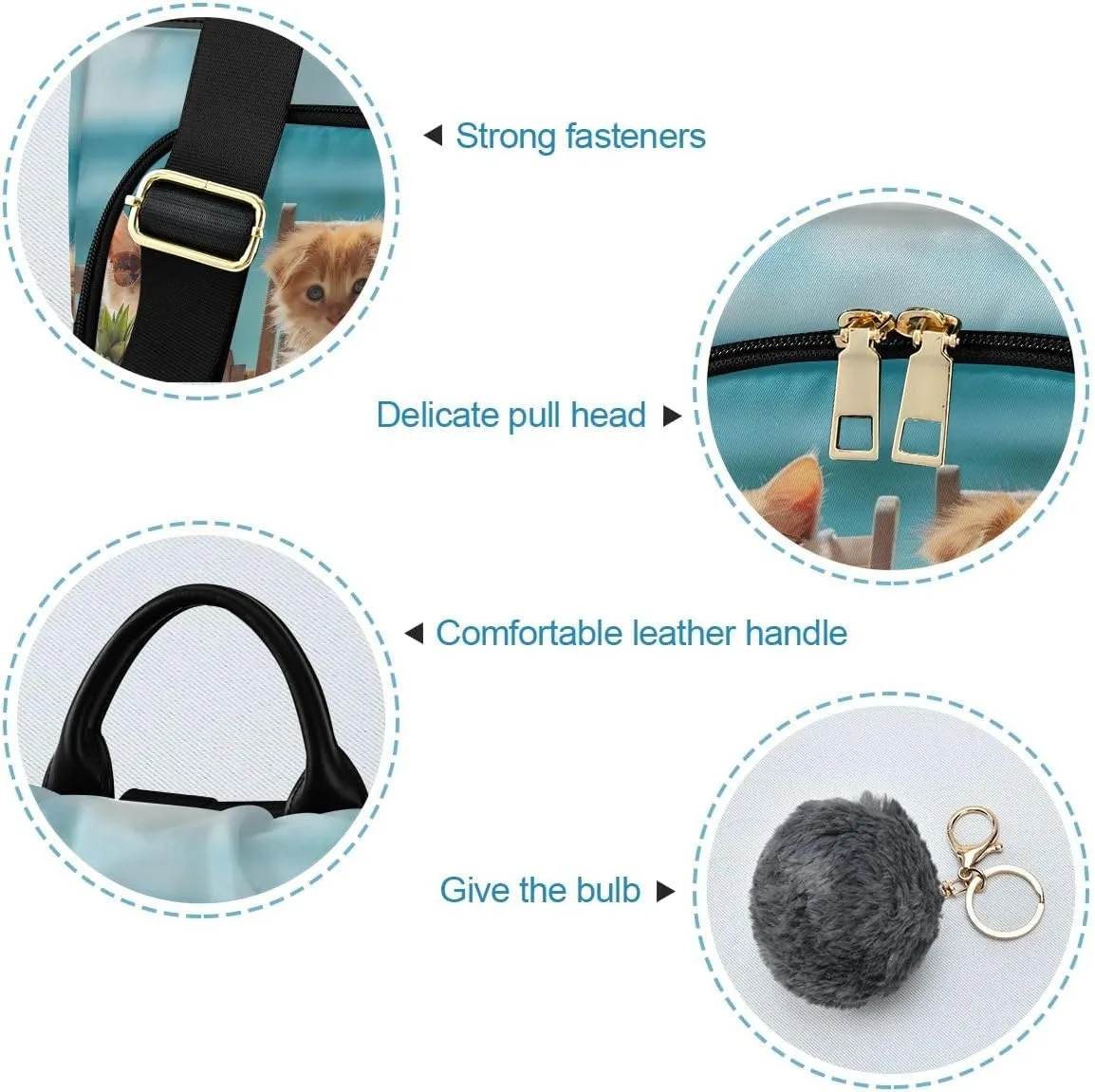 Backpack Purse for Women Cats in Beach Chairs Anti Theft Travel Bag Fashion Pompom Backpack for Hiking