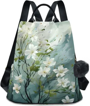 Backpack Purse for Women Fashion Travel Anti-theft Gardenia Cape Jasmine Daypack Casual Shoulder Bag Medium Size