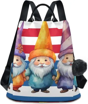 Backpack Purse for Women Fashion Travel Anti-theft Us Gnome Dwarf Daypack Casual Shoulder Bag Medium Size