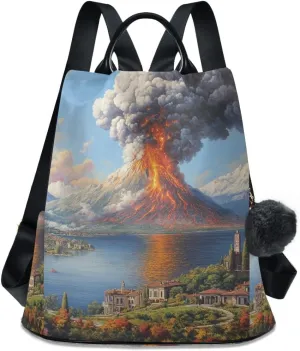 Backpack Purse for Women Fashion Travel Anti-theft Volcano Eruption 1 Daypack Casual Shoulder Bag Medium Size