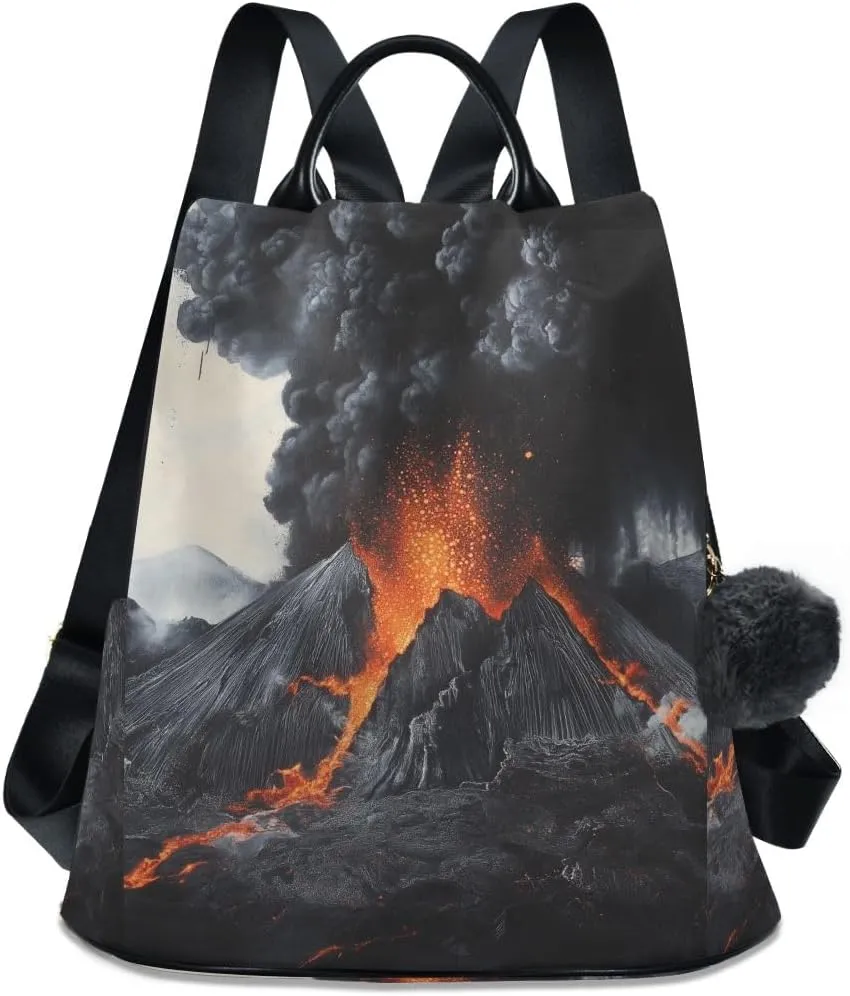 Backpack Purse for Women Fashion Travel Anti-theft Volcano Eruption Daypack Casual Shoulder Bag Medium Size
