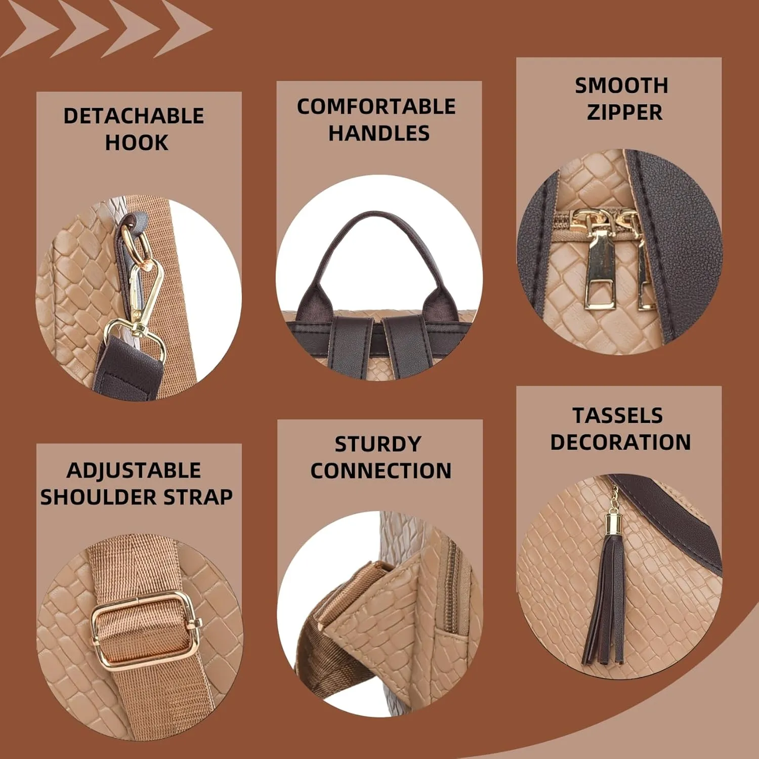 Backpack Purse for Women Leather Anti-theft Shoulder Bags Fashion Convertible Lightweight Travel Bag Women's Handbag (khaki)