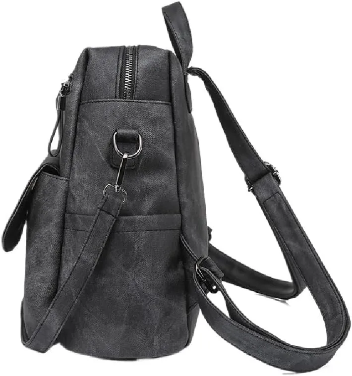 Backpack Purse for Women Pu Leather Travel Backpack Ladies Shoulder Bags Anti-theft Satchel Handbag (Coffee)