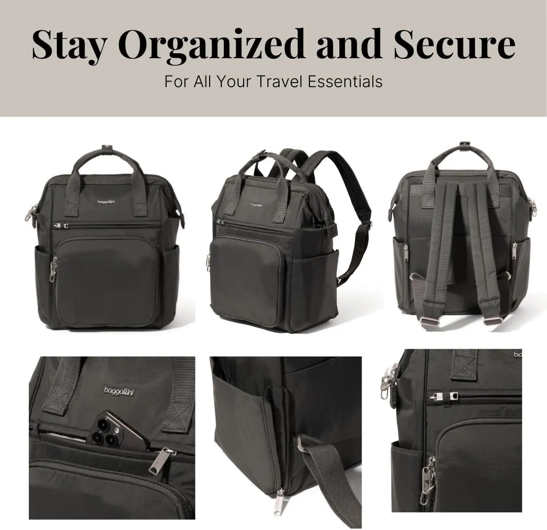 Baggallini Securtex Anti-Theft Windsor Backpack for Travel, Work & Collage, RFID & Locking Zipper, Up to 16" Laptop