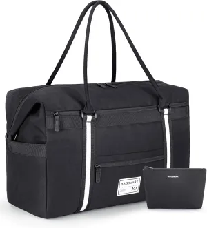 BAGSMART Travel Duffle Bag for Women, Multi Pockets Carry On Weekender Overnight Bag, Large Travel Tote for Personal Items, Black