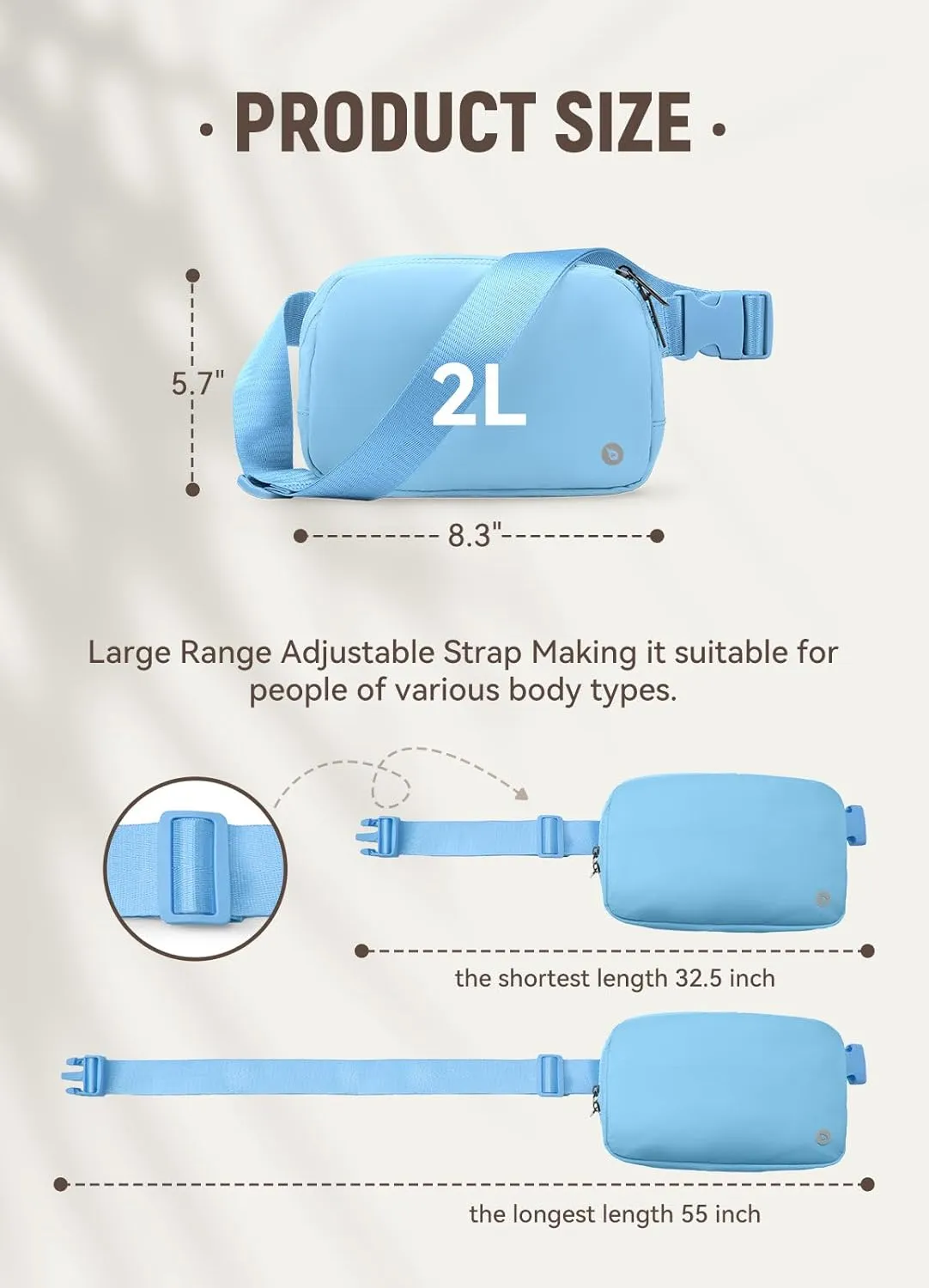 BALEAF Belt Bag for Women Fanny Pack Crossbody Adjustable Strap Everywhere Waist Packs Workout Running 2L Blue