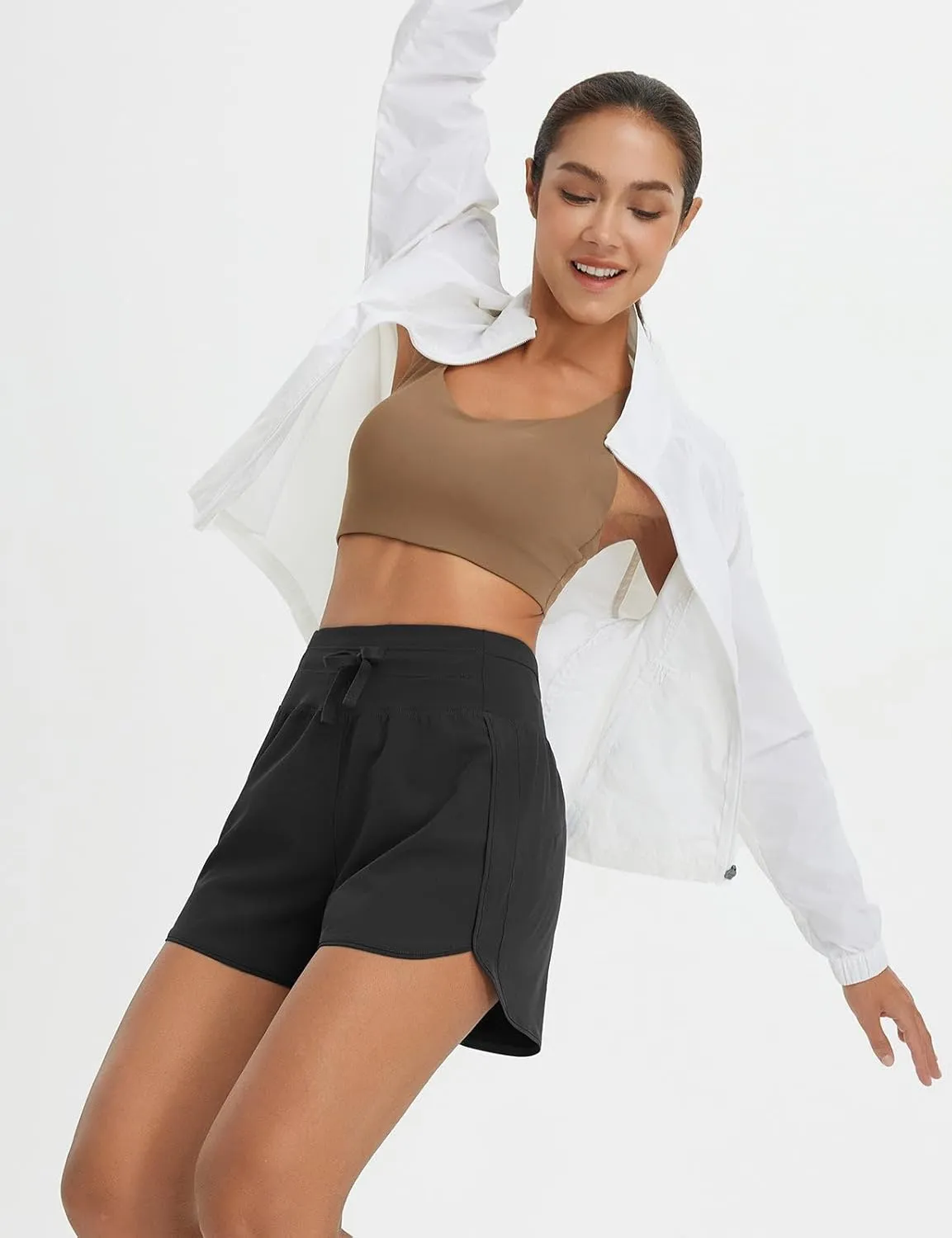 baleaf Women's 3" Athletic Shorts High Waist Running Workout Shorts with Zipper Pockets Gym Sports Quick Dry UPF 50 