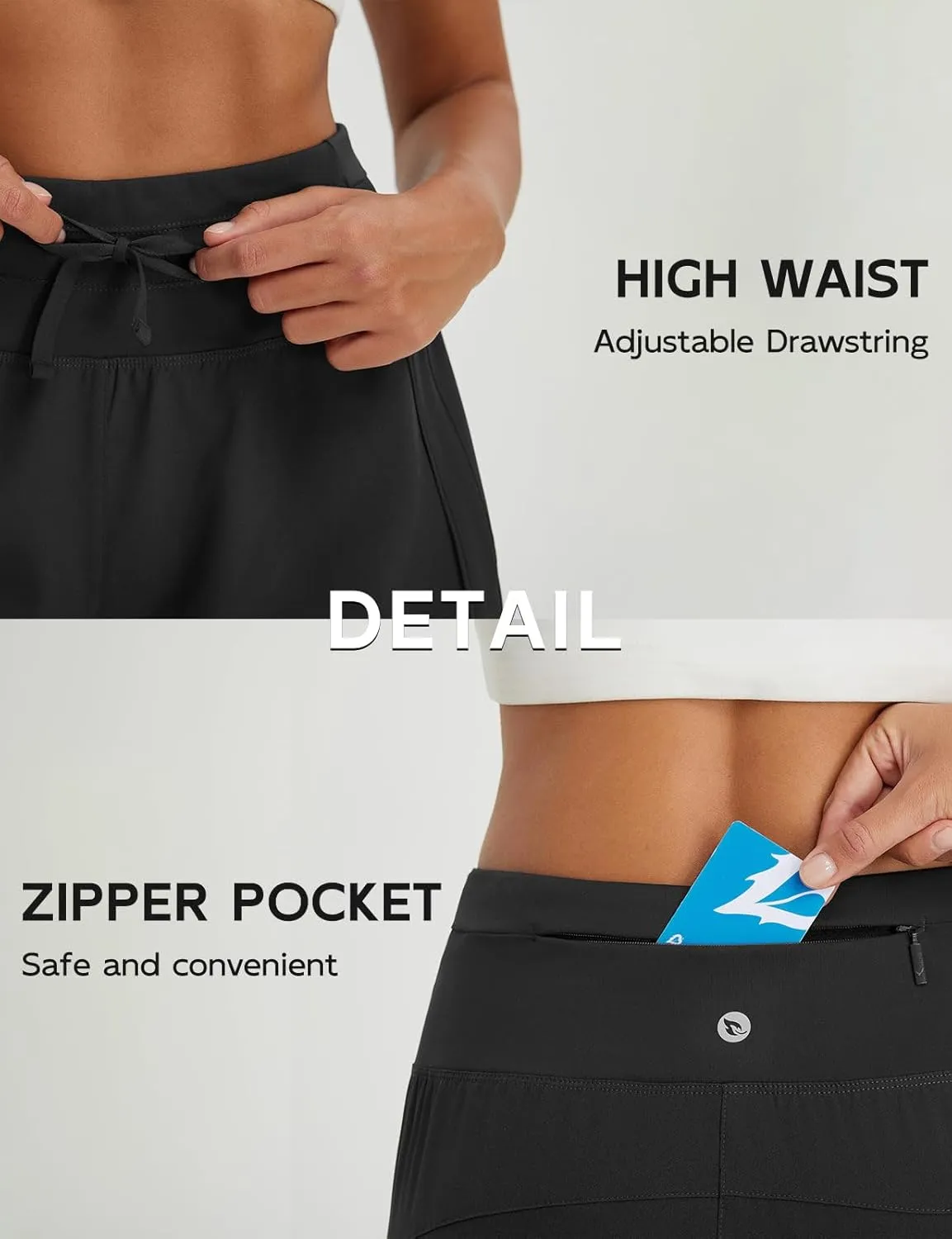 baleaf Women's 3" Athletic Shorts High Waist Running Workout Shorts with Zipper Pockets Gym Sports Quick Dry UPF 50 