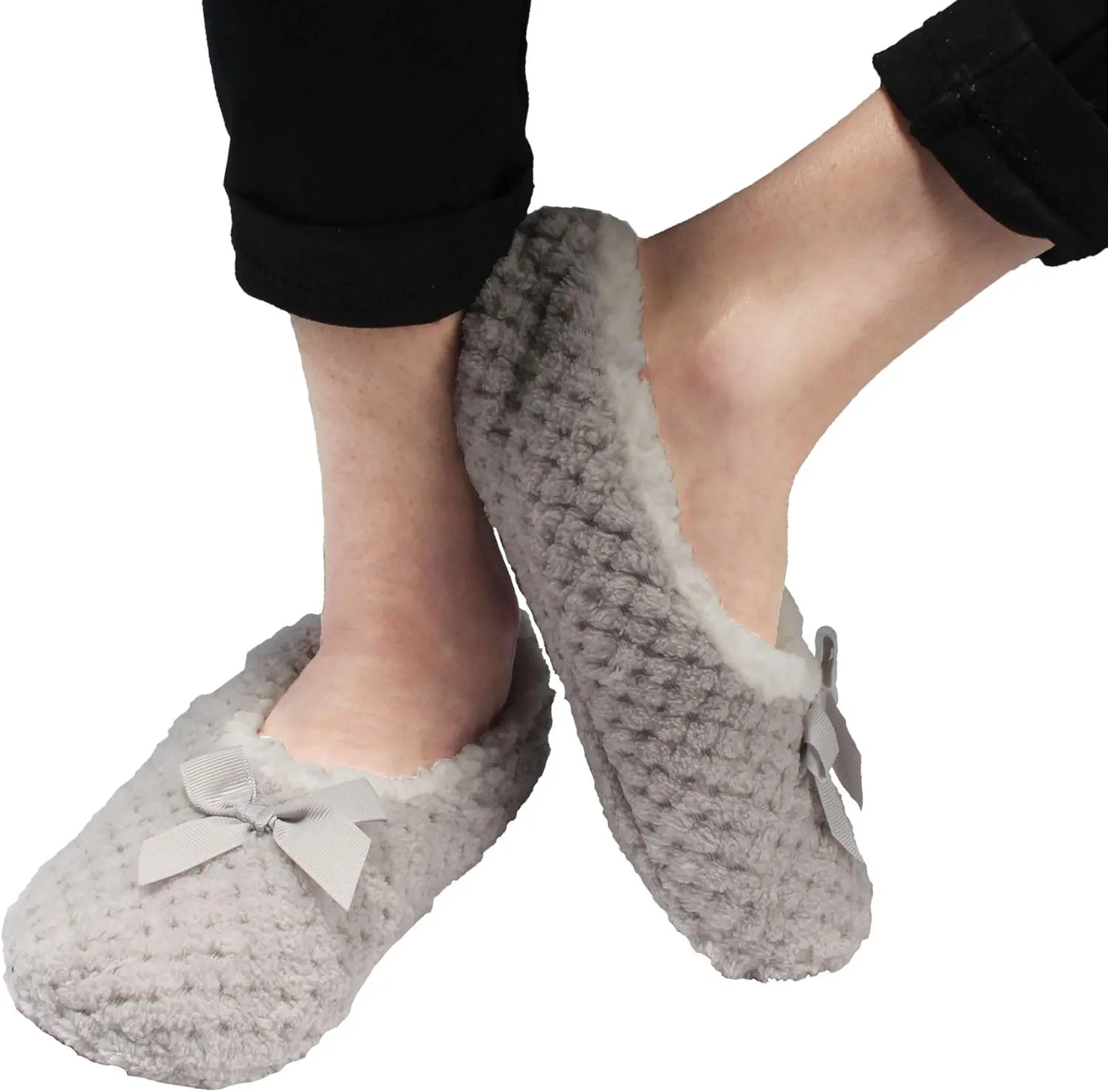 BambooMN Adult Super Soft Warm Cozy Fuzzy Soft Touch Sleeper Slippers Non-Slip Lined Socks
