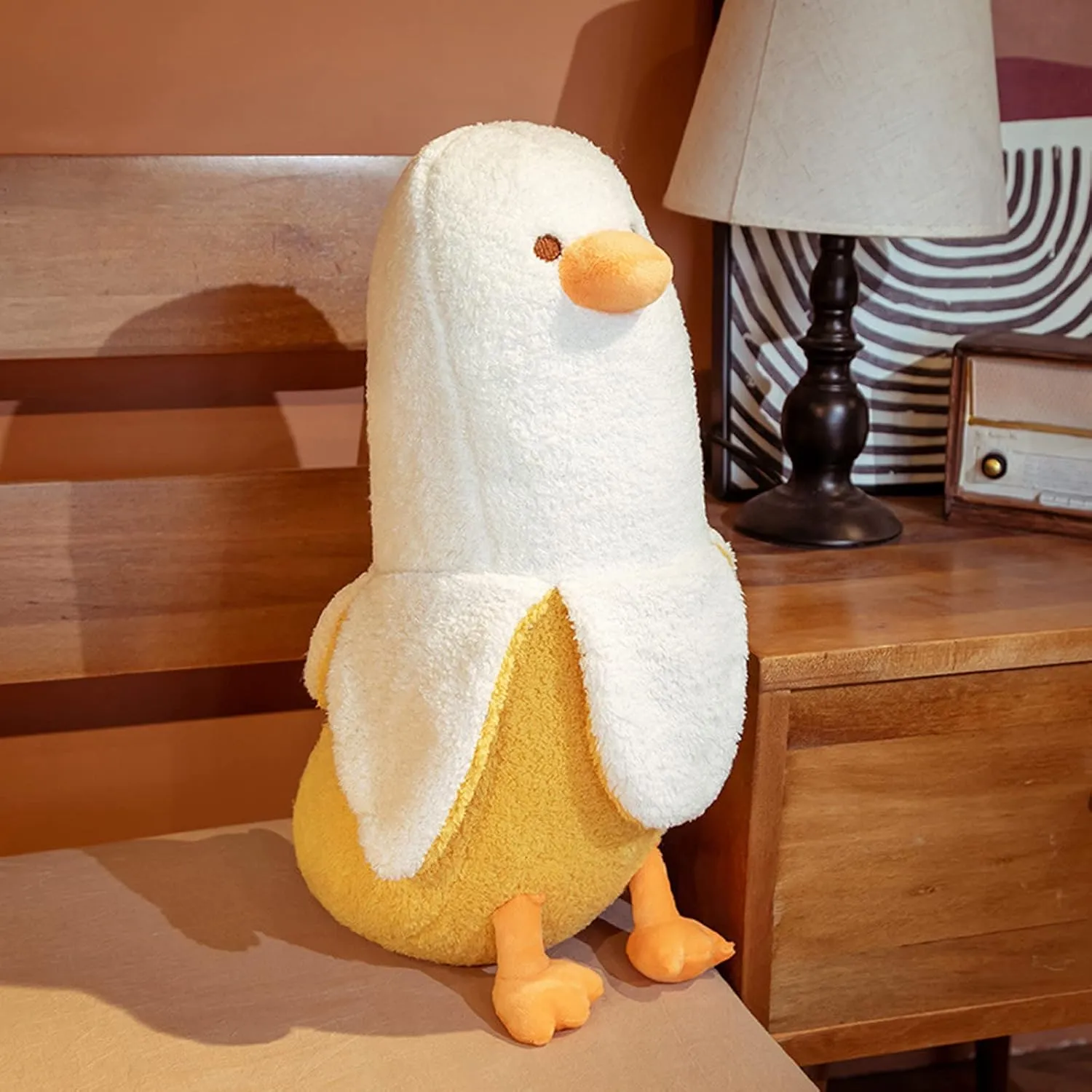 Banana Duck Plush Toy, Banana Duck Stuffed Animals Doll Cute Plushie Hugging Plush Pillow Gift for Girls and Boys (White, 19.68 inch)