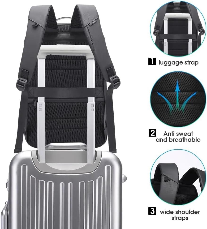 BANGE Anti Theft Backpack,Slim Laptop Backpacks Fit for 15.6 INCH，Business Backpack with USB Charging Port,Men Travel Backpack for Men and Women