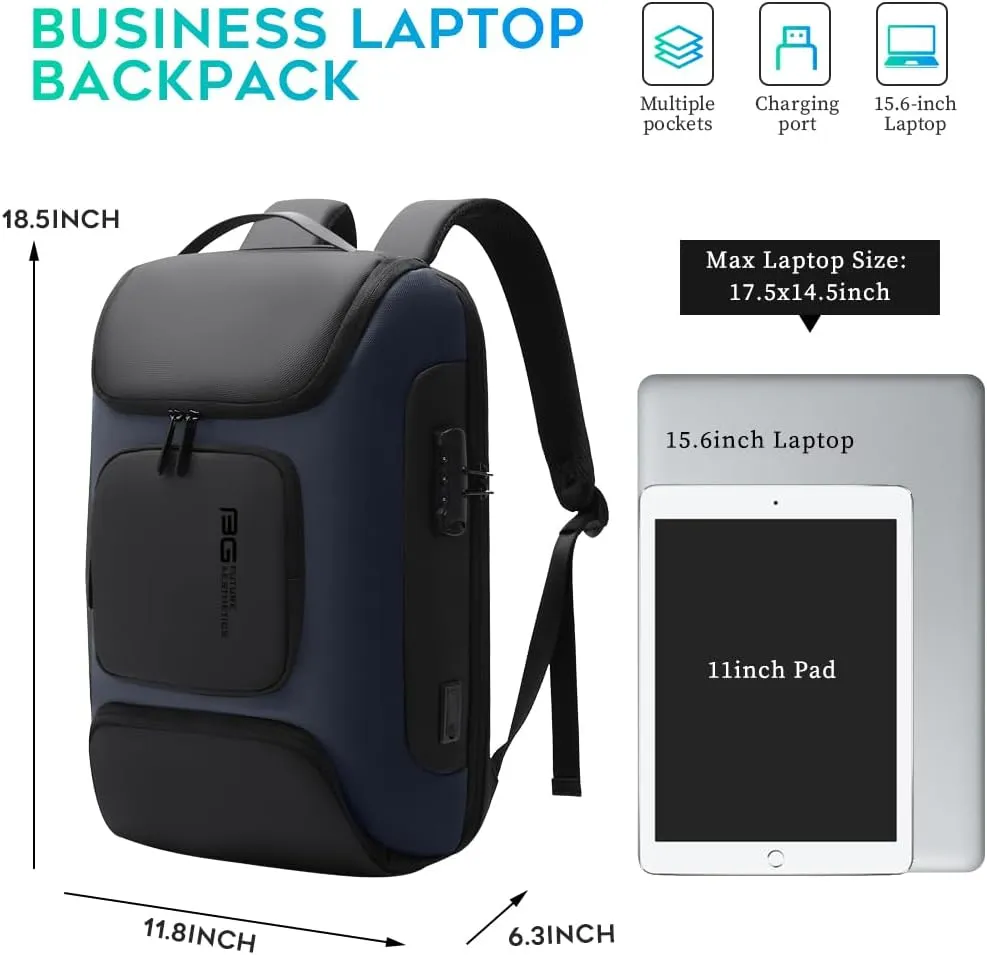BANGE Anti Theft Backpack,Slim Laptop Backpacks Fit for 15.6 INCH，Business Backpack with USB Charging Port,Men Travel Backpack for Men and Women