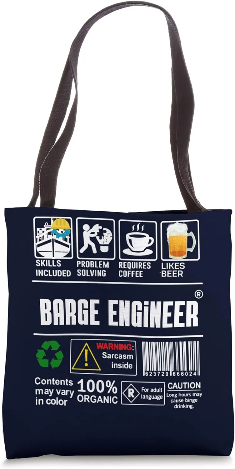 Barge Engineer Label Skills Problem Solving Coffee Beer Tote Bag