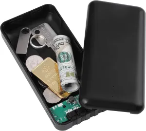 BarGifts Hidden Safe Power Bank, Fake Power Charger Diversion Safe, Large Hidden Storage Box, Secret Safe Keeps Cash, Keys, Jewelry, and Valuables for Home, Travel, and Office- Black
