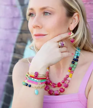 Barse Jewelry Colorful Serape Multi Stone Statement Necklace