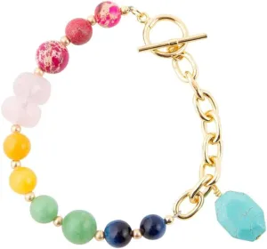 Barse Jewelry Serape Multi-Color Golden Toggle Bracelet