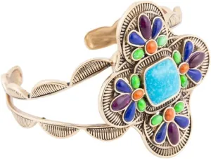 Barse Jewelry Zion Blue Turquoise Multi-Stone Golden Cuff Bracelet
