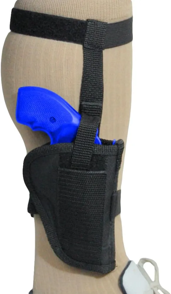 Barsony New Black Nylon Ankle Holster for 2" Snub-Nose 22 32 38 357 Revolvers