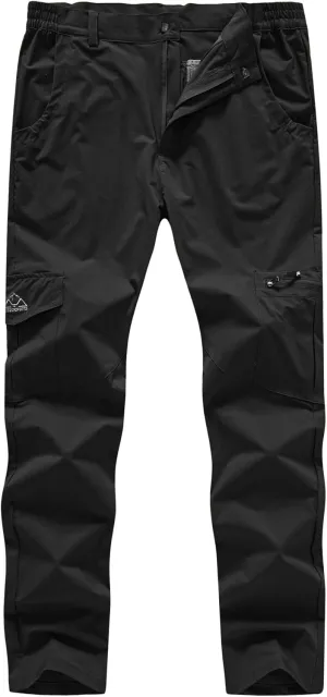 BASUDAM Men's Cargo Hiking Pants Quick Dry Lightweight Stretch Water Resistant Summer Outdoor Work Travel with Pockets