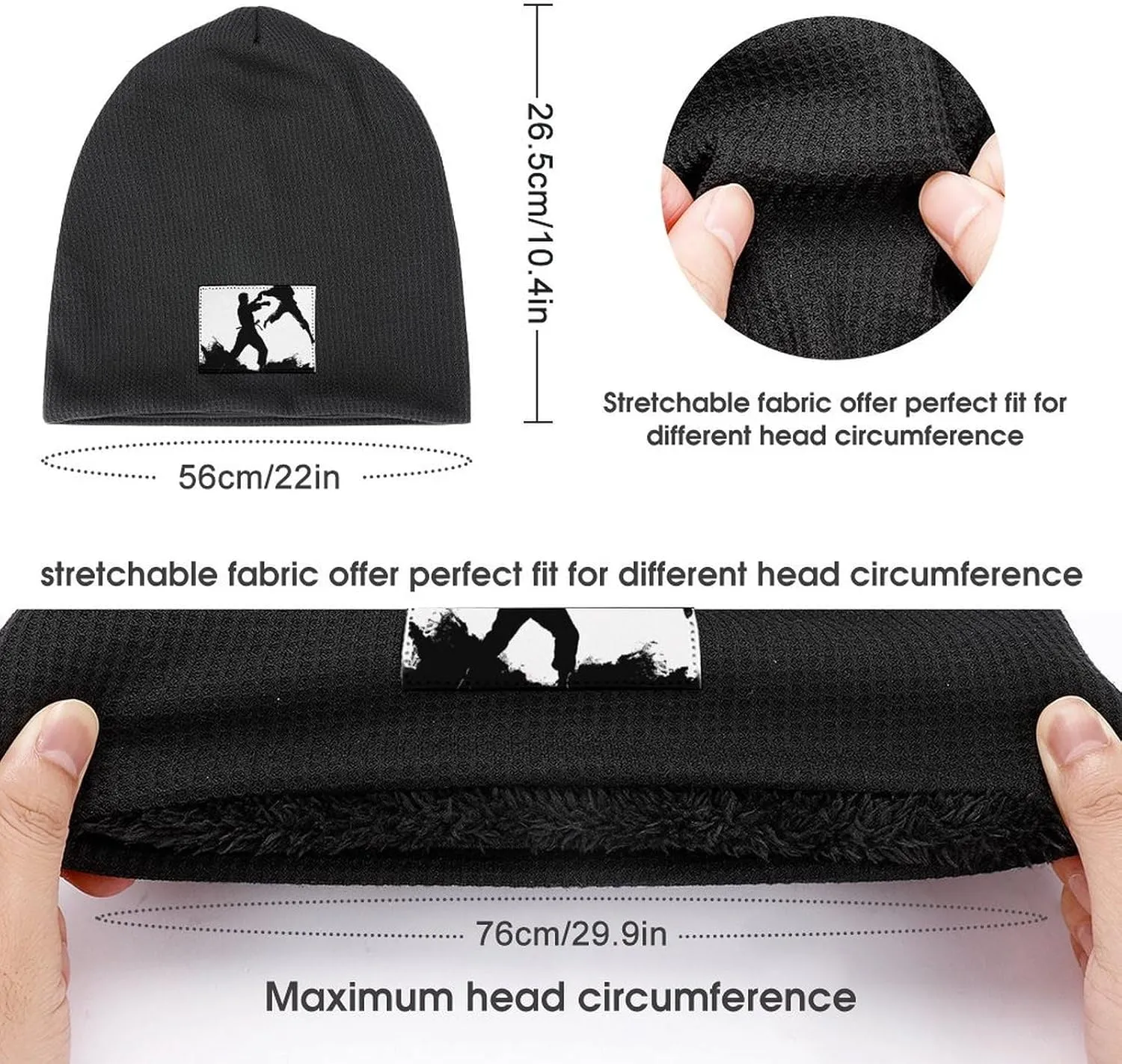 Beanie Hat Kickboxing Winter Warm Caps Soft Pullover Cap Slouchy Beanie for Men Unisex Beanie Cap