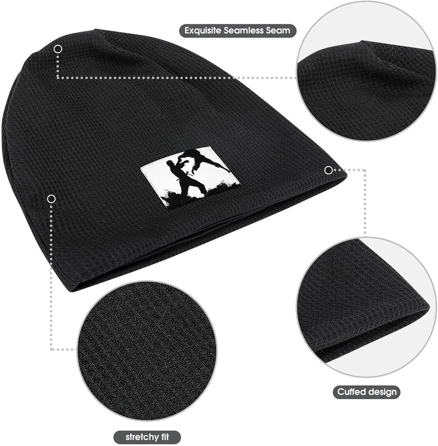 Beanie Hat Kickboxing Winter Warm Caps Soft Pullover Cap Slouchy Beanie for Men Unisex Beanie Cap