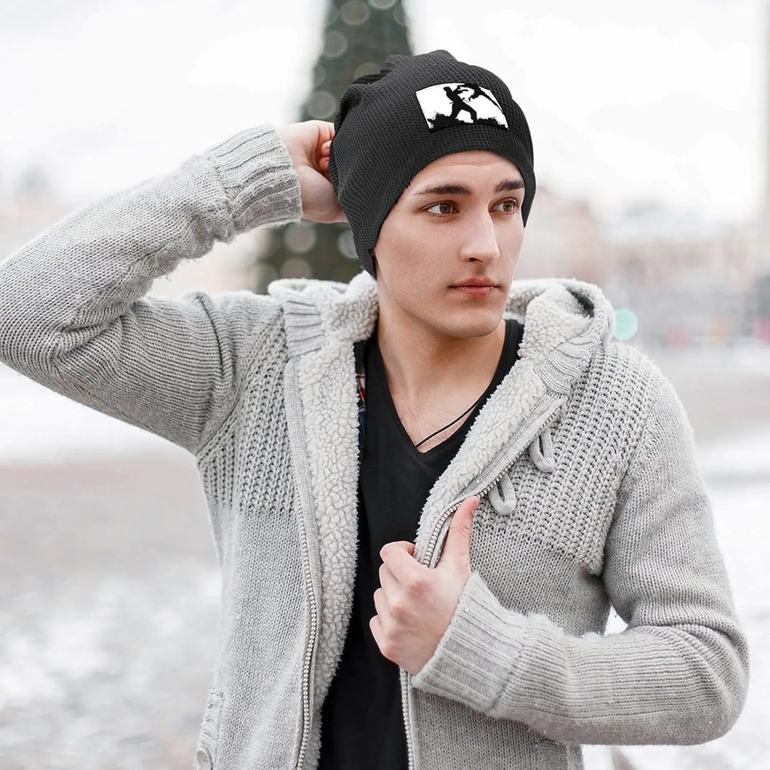 Beanie Hat Kickboxing Winter Warm Caps Soft Pullover Cap Slouchy Beanie for Men Unisex Beanie Cap