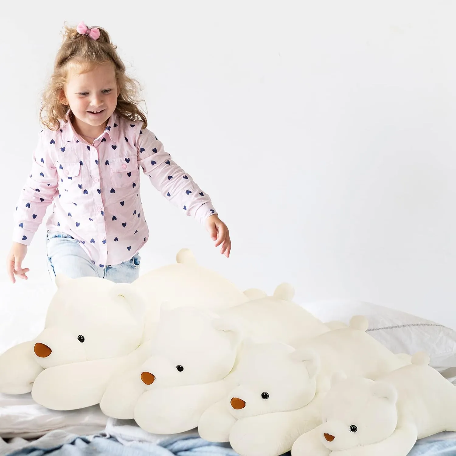 Bear Stuffed Animal Plush, 39.3in Cute Soft Big White Hugging Polar Bear Plushies Pillow Toys Doll Kawaii Birthday Gift for for Adults Kids Boys Girls