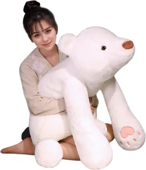 Bear Stuffed Animal Plush, 39.3in Cute Soft Big White Hugging Polar Bear Plushies Pillow Toys Doll Kawaii Birthday Gift for for Adults Kids Boys Girls