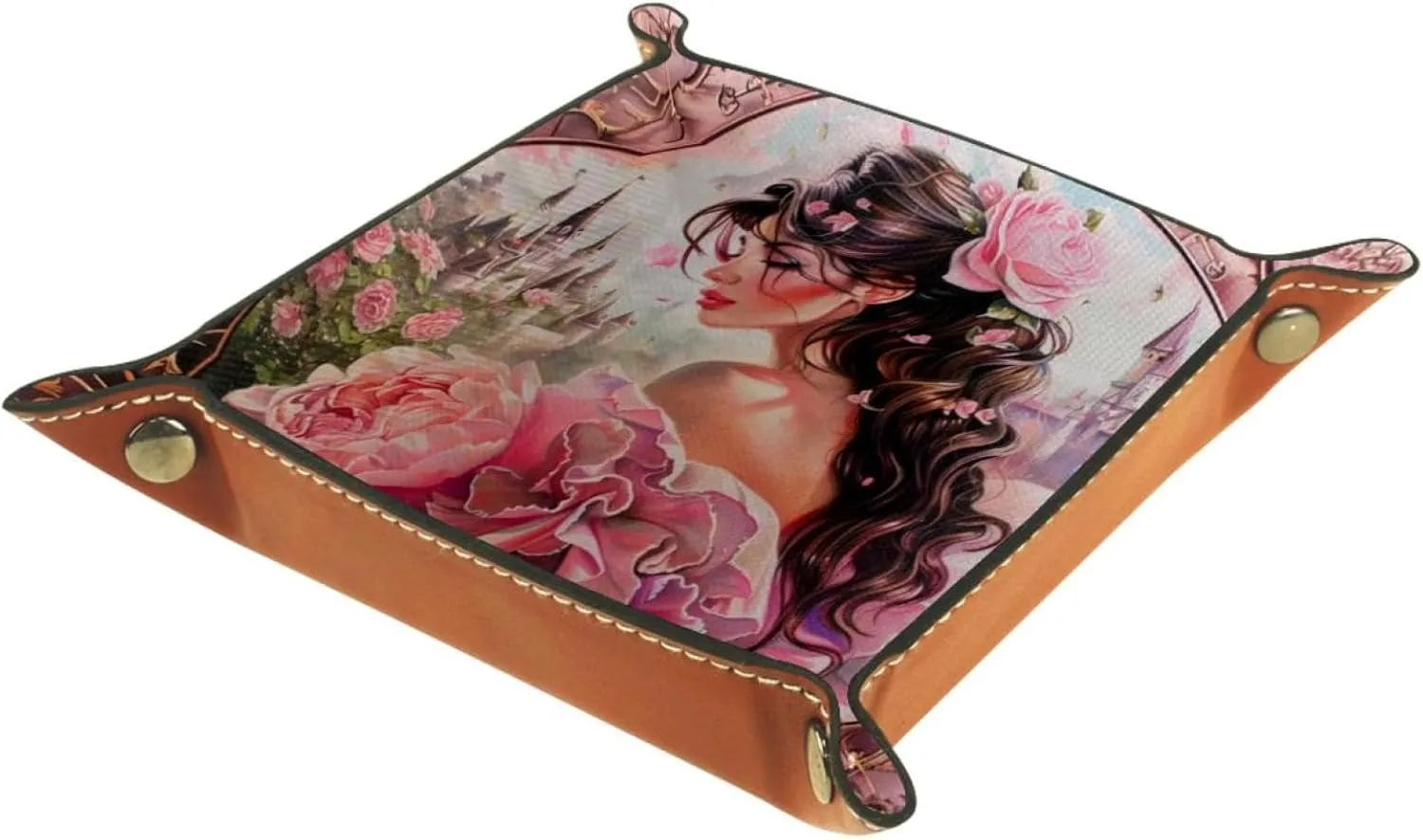 Beautiful Princess Rose Stacking Jewelry Organizer Trays, Desk Drawer Earring and Bracelet Tray Organizer for Women and Girls