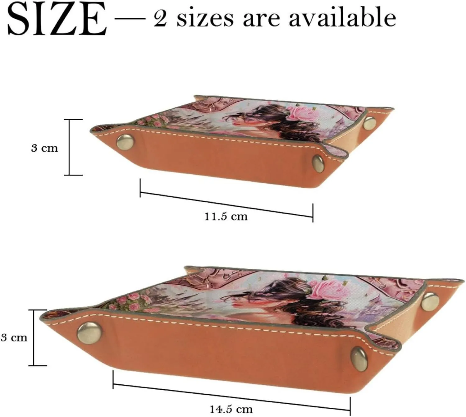 Beautiful Princess Rose Stacking Jewelry Organizer Trays, Desk Drawer Earring and Bracelet Tray Organizer for Women and Girls