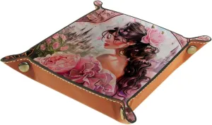 Beautiful Princess Rose Stacking Jewelry Organizer Trays, Desk Drawer Earring and Bracelet Tray Organizer for Women and Girls