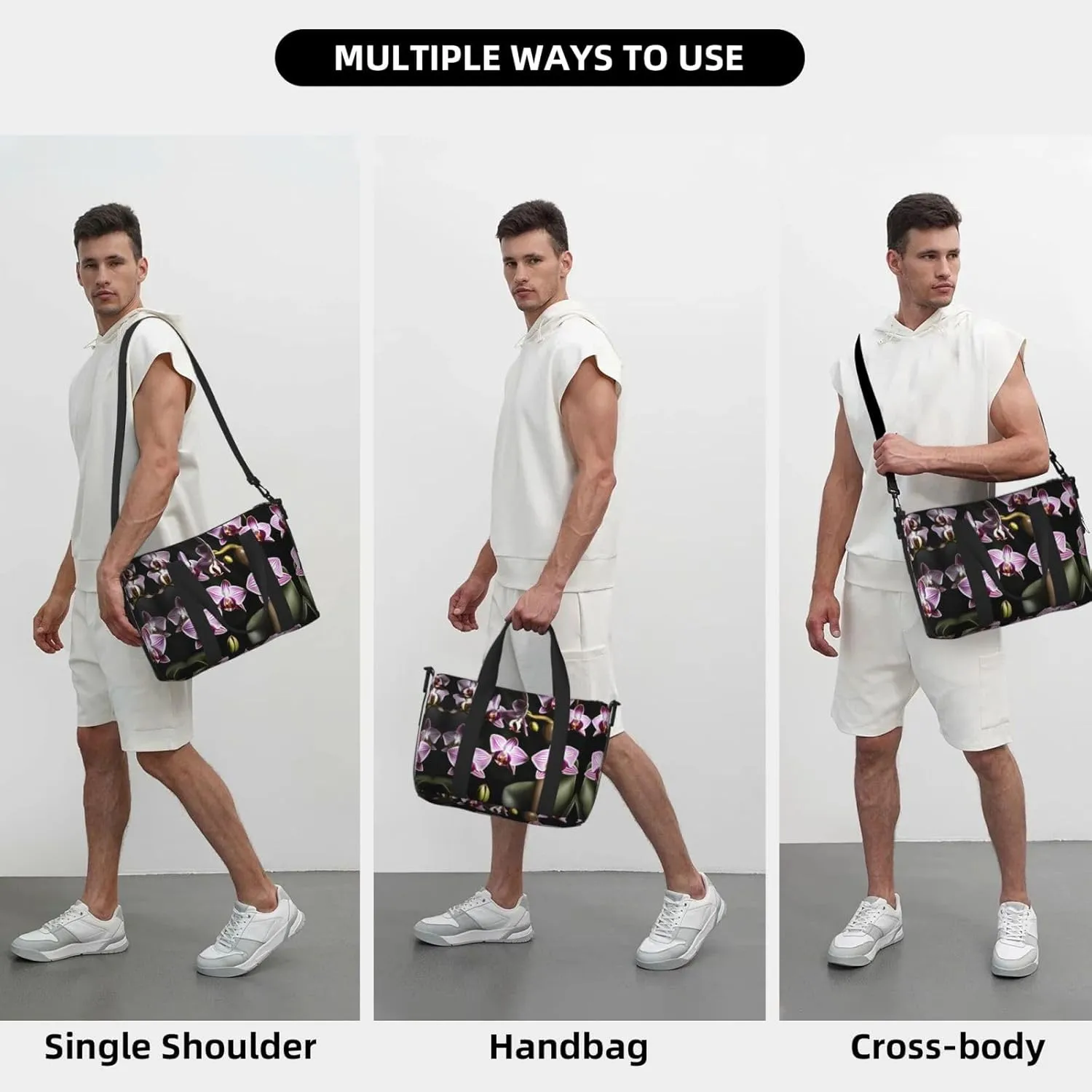 Bell Orchid Pattern Travel Bags, Weekender Carry On For Women, Sports Gym Bag, Workout Duffel Bag,Overnight