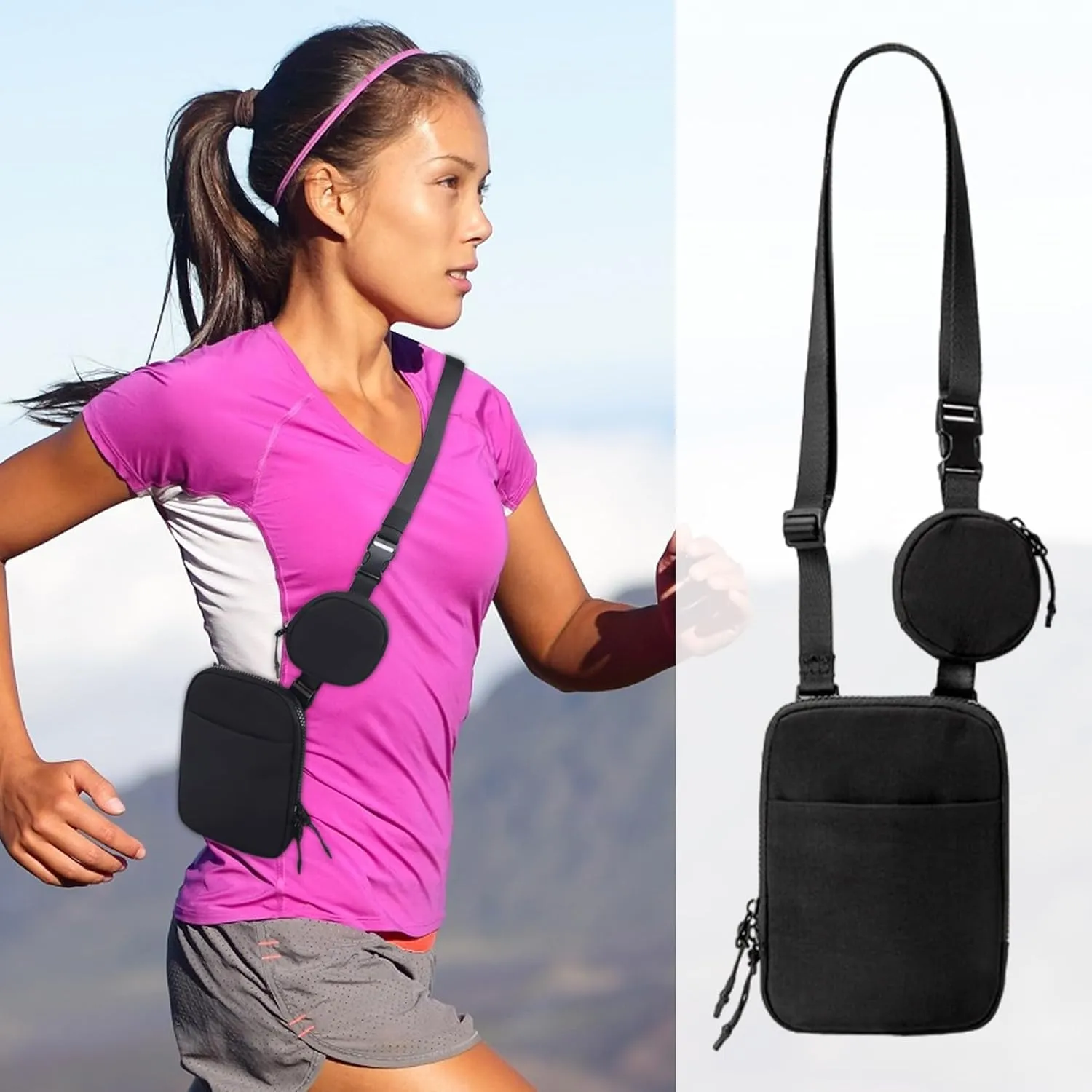 Belt Bag - Compact Yoga Bag, Lightweight Sling Pouch | Sling Yoga Waist Removable Waterproof Sports, Adjustable Strap Unisex Waist Removable For Women And Men