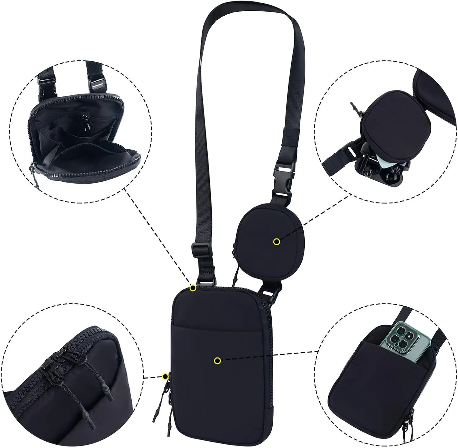 Belt Bag - Compact Yoga Bag, Lightweight Sling Pouch | Sling Yoga Waist Removable Waterproof Sports, Adjustable Strap Unisex Waist Removable For Women And Men