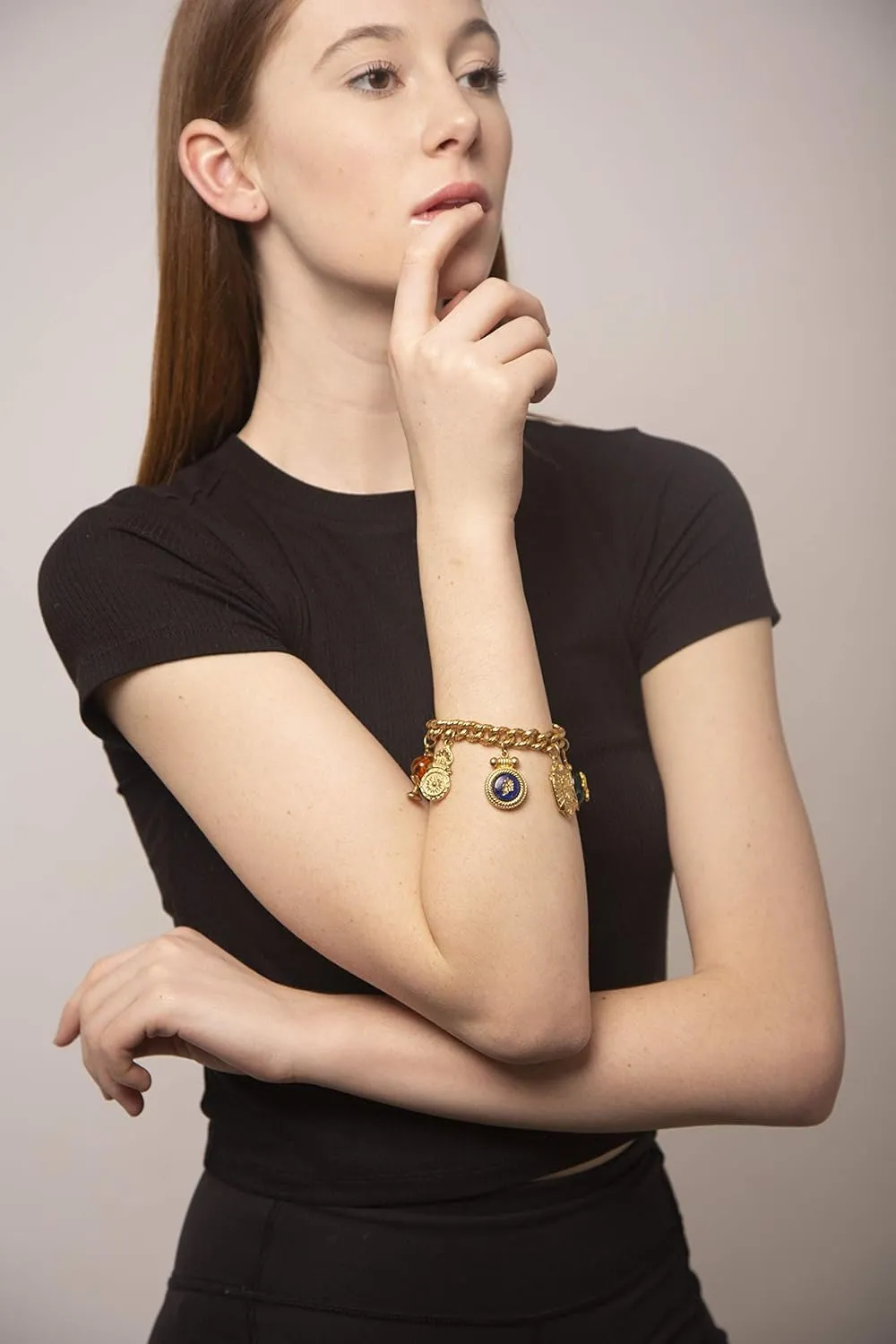 Ben-Amun Jewelry Royal Charm Vintage-Inspired Gold Multi Charm Bracelet