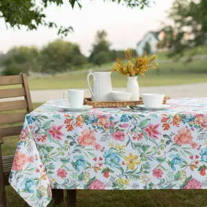 Benson Mills Spillproof Spring/Summer Durable Heavyweight Fabric Indoor Outdoor Tablecloth, Washable Table Cloth for Rectangle Tables, Picnic/Patio Table Covers (60" x 120" Rectangular, Jillian)